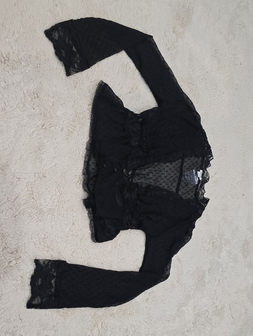 Kimchi Blue Black Sheer Lace Long-Sleeve Crop Top